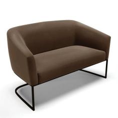 Sofá Namoradeira 2 Lugares Base Industrial Preto Stella Suede D03 - D'