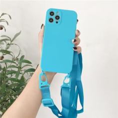 Cordão crossbody colar corda alça capa de telefone para iphone 15 14 11 12 13 pro max mini xs xr x 7 8plus 14 plus macio, azul, para iphone 12