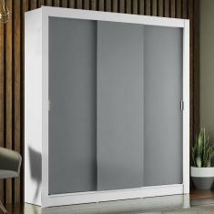Guarda-roupa Casal Mônaco 3 Portas De Correr Branco/Cinza