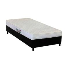 Cama Box Solteiro: Colchão Ortopédico Herval Ag65 Frontier + Base Crc Suede Black(88X188)