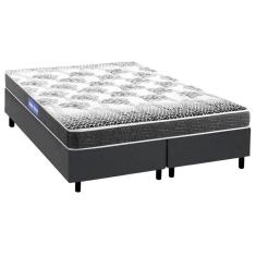 Cama Box Queen: Colchão Espuma Probel Guarda Costas Resistente + Base Crc Courano Gray(158X198)