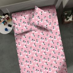 Jogo De Cama Portallar Casal Malha Mista Estampado Disney Minnie Nuvem 3 Peças Rose