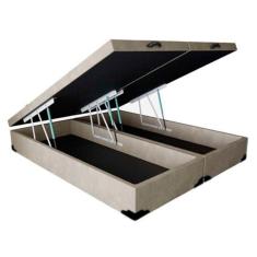 Base Box Baú Blindado Casal Bipartido AColchoes Suede Bege 49x138x188
