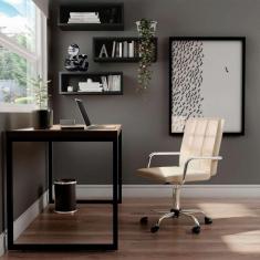 cadeira de escritório administrativa giratória fitz bege