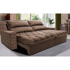Sofá Retrátil e Reclinável 2,95m Molas Ensacadas Cama inBox Elegance. com ThermoGel Velusoft