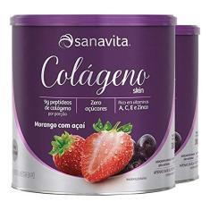 Kit 3 Colágeno Hidrolisado em Pó Morango e Açaí Sanavita 300g