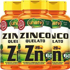 Kit 3 Zinco Quelato cápsulas 60 cápsulas Unilife