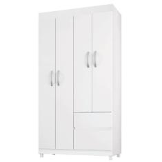 Guarda Roupas Solteiro 4 Portas 2 Gavetas Branco/rosa Flex Lótus Demóbile Branco/ros