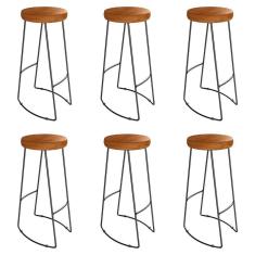 Kit 6 Banquetas Alta Astra Base Metálica - Pallazio