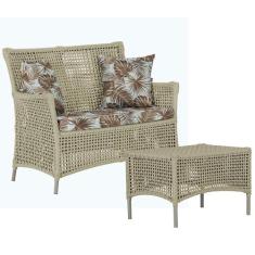 1 Sofá Área e Mesa Igapó Alumínio Pintura Fendi Corda Náutica Estofado