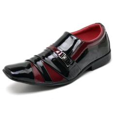Sapato Social Masculino Top Franca Shoes Verniz Vermelho / Preto, 42