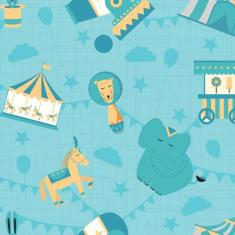 Papel de Parede Circo Infantil Azul Turquesa 2,70x0,57m - Quartinhos