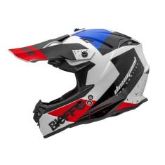 Capacete Motocross Trilha Bieffe B-CR Flip Branco Moto Cross, Preto Br