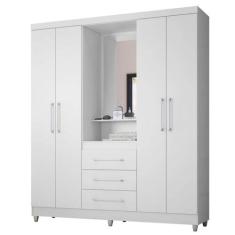 Guarda Roupa Capelinha Lyon Solteiro com Espelho 4 Portas 3 Gavetas Ru