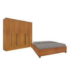 Quarto De Casal Guarda-Roupa 6 Portas Portugal E Cama Box Casal Queen Monaco Espresso Móveis Cinamomo