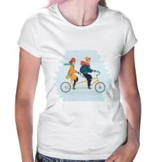 Baby Look Casal  Bicicleta - Foca na Moda, Branco, M