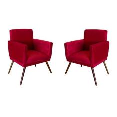 Kit 02 Poltronas Decorativa Nina Rodapé Suede Vermelho - SA Móveis - E