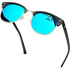 KANASTAL Óculos de Sol Masculinos Polarizados UV400 Classic Retro Femininos Óculos de Sol Semi Aro para Dirigir Viagem Festa
