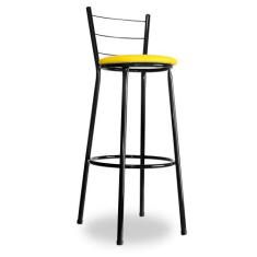 Banqueta Alta Para Cozinha Preta Epoxi Assento Amarelo - Lamar Design