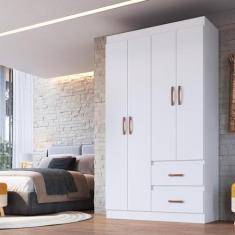 Guarda-Roupas Solteiro 4 Portas e 2 Gavetas Multimóveis CR35209, Branc