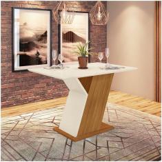 Mesa De Jantar Tampo Em Mdf 120cm Juanita Casa 812 Nature Off White