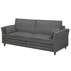 Sofá Living 3 Lugares 200Cm Pés Madeira Efraim F05 Veludo Grafite - Mpozenato