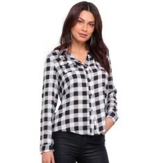 Camisa Xadrez Flanelada Feminina Blusa Manga Longa - Fantasias Carol A