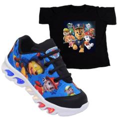 Tenis De Led Infantil Patrulha Canina + Camisa Lançamento Novo, 21
