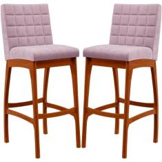 Kit 02 Banquetas Altas Para Cozinha Sala De Jantar Fixa Mila L02 Boucl