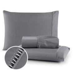 Jogo de Lençol Queen 03 Peças Percal 400 Fios 100% Toque Macio - Bella