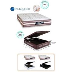 Conjunto Cama Box Baú Jadmax Casal Viúva + Colchão Sankonfort Le Griff