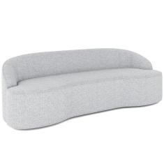 Sofá 4 Lugares Curvo Sala de Estar Living Lótus D02 Linho Cinza 230 cm D-315 - Lyam Decor