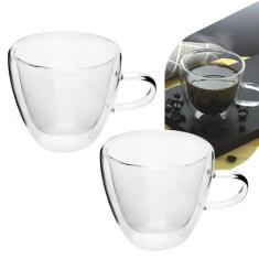 Xícara Parede Dupla De Vidro Café 120Ml 2 Peças