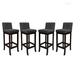 Kit 4 Banquetas Média para Cozinha Tóquio Madeira Maciça Matelassê Sue