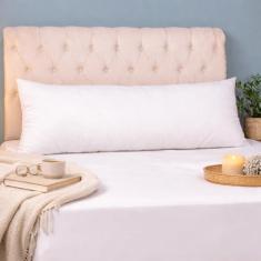 Travesseiro de Corpo King Xuxão Chuchão Abraço Toque de Pluma Pena 150x50cm Inodoro, Antialérgico Branco