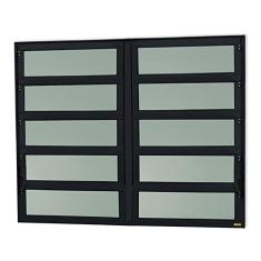 Janela de Alumínio Basculante 2 Seções 100x240cm Vidro Mini Boreal Elite Brimak Preto