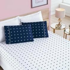 Jogo de Lençol King Petit Poa 200 Fios 3 Peças - Marinho