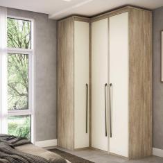 Guarda Roupa Modulado Canto Reto 3 Portas MDF Lótus Carvalho/Off White