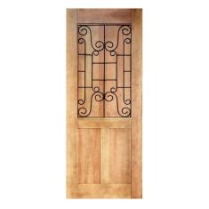 Folha de Porta Madeira Maciça Meia Grade Noruega 80x210x3,5cm Cedro Rosa Madeira