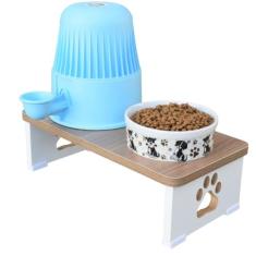 Base Dupla Comedouro Cachorro em MDF | Suporte Elevado para Tigela e Bebedouro | Ideal para Postura Pet