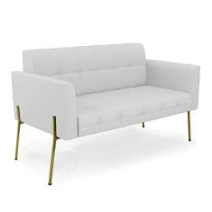 Sofá Namoradeira 2 Lugares Base Pé de Ferro Dourado Elisa Linho Cinza A05 D03 - D`Rossi