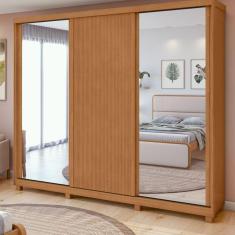 Guarda-roupa Ollie 3 Portas 6 Prateleira 6 Gavetas com Pés Amêndoa Clean/Off White/Amêndoa Clean