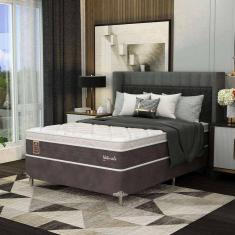 cama box casal le com colchão molas ensacadas (67x138x188) marrom e branca