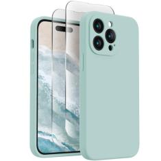 FireNova Capa para Iphone 14 Pro, Proteção de Câmera Atualizada de Silicone] Capa de Telefone com 2 Protetores de Tela], Forro de Microfibra Macio Antiarranhões Interno, 6,1 Polegadas, Verde Menta