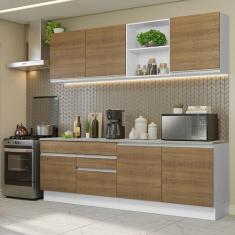Armário de Cozinha Completa 240cm Branco/Rustic Glamy Madesa 06, Branc