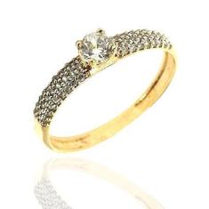 Anel de ouro 18k Solitário com zircônias - Elegancy Joias, 11