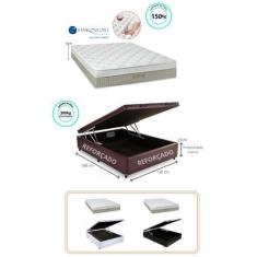 Conjunto Cama Box Baú Blindado Casal + Colchão Sankonfort Strong 138x1