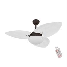 Ventilador De Teto Marrom 3 Pás Palmae Branco 127V