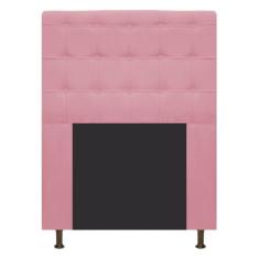 Cabeceira Estofada Dama 90 cm Solteiro Com Botonê  Suede Rosa Bebê - D