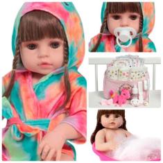 Bebê Reborn Com Pelúcia Menina Castanho Recém Nascida - Cegonha Reborn